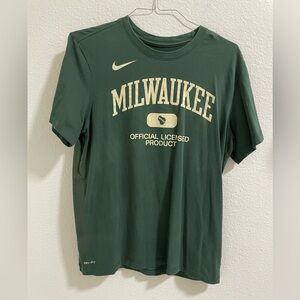 Milwaukee bucks Nike Dark Green Cotton Blend tee shirt